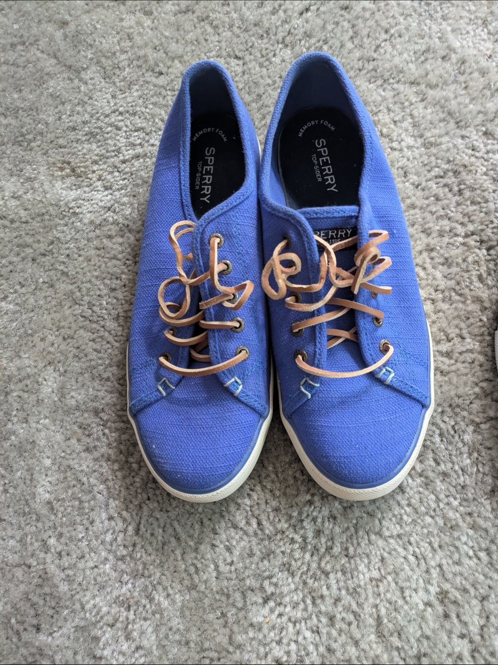 Sperry Periwinkle Canvas Low-Top Sneakers with Tan Laces